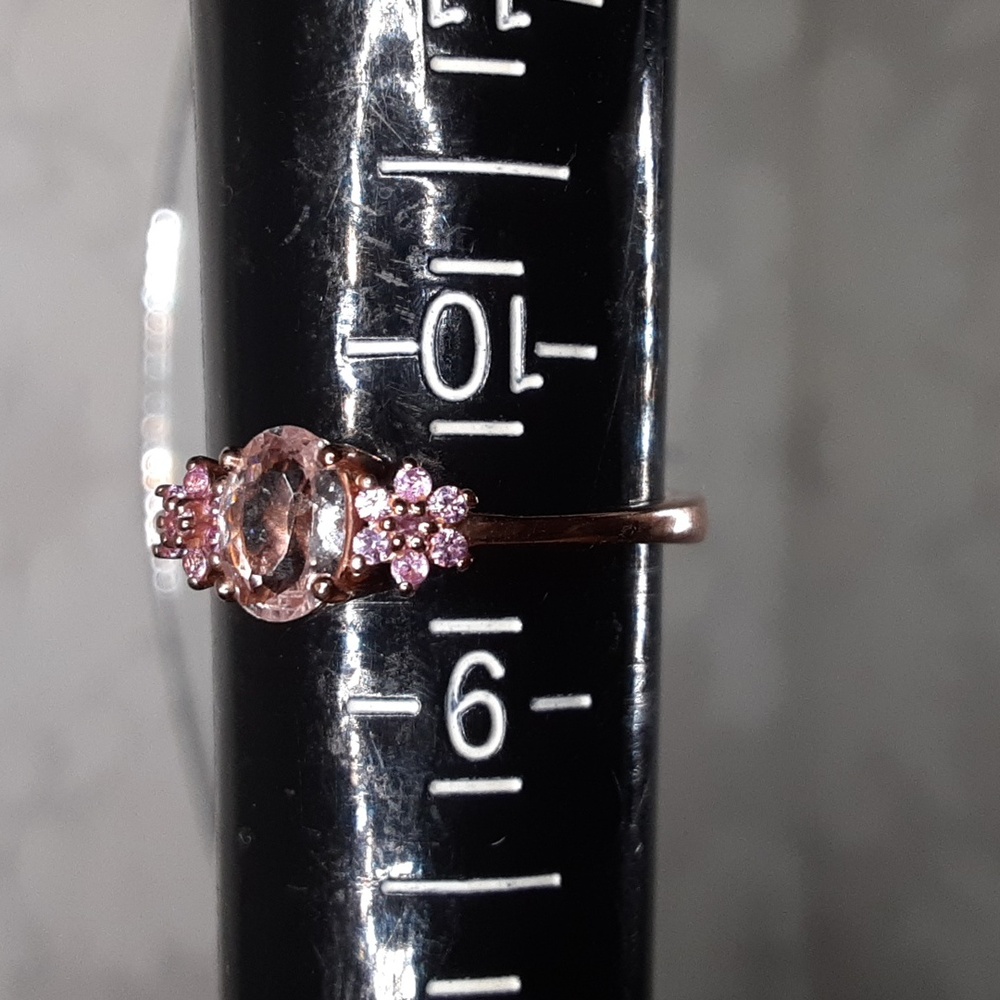 925 Morganite And Pink Sapphire Ring. - Picture 9 of 10
